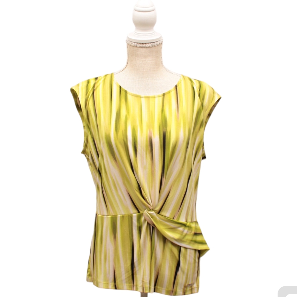 NWT Green Abstract Calvin Klein Business Casual Sleeveless Blouse Size Medium